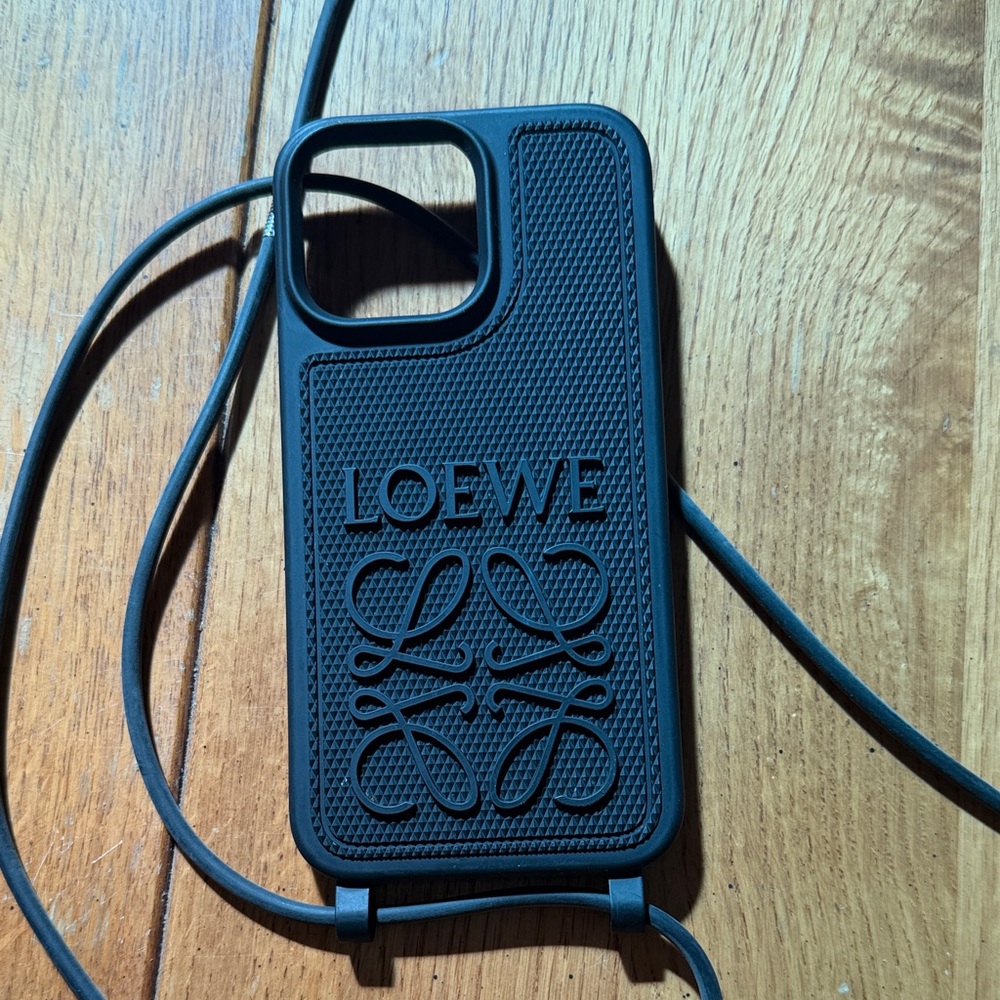 Loewe Textured Black Phone Case with Strap for iPhone 12 Pro Max